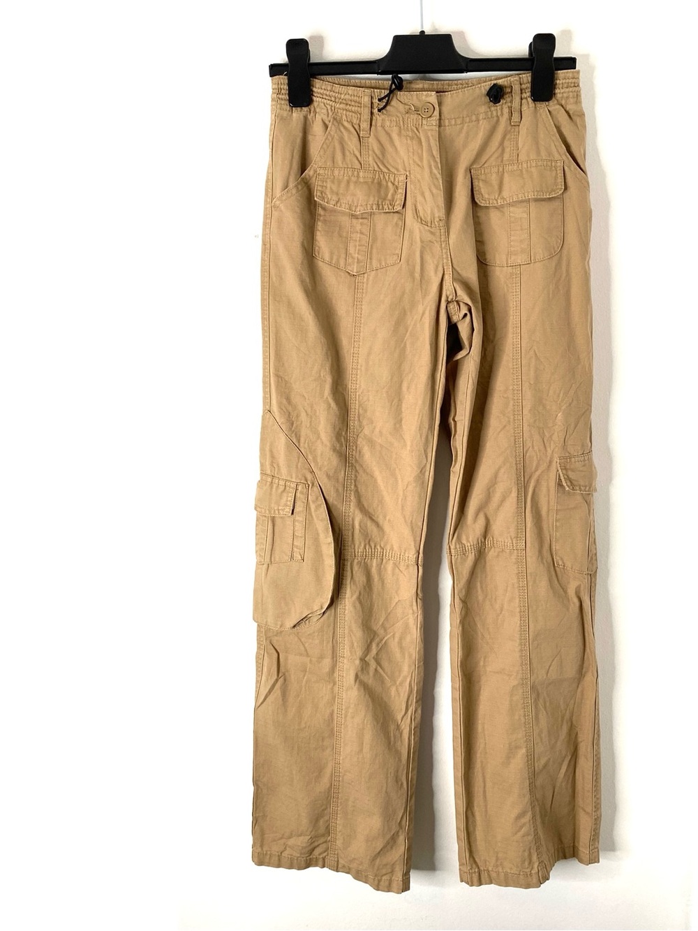 John Galt Brandy Melville Tan Cargo Utility Pants Cotton Wide Leg